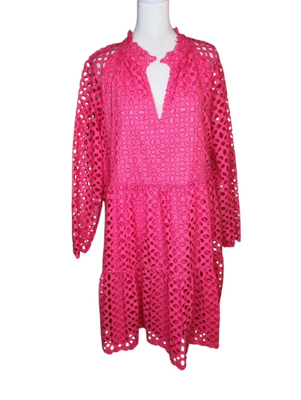 NEW J Crew Bright Pink Eyelet Dress Size XL